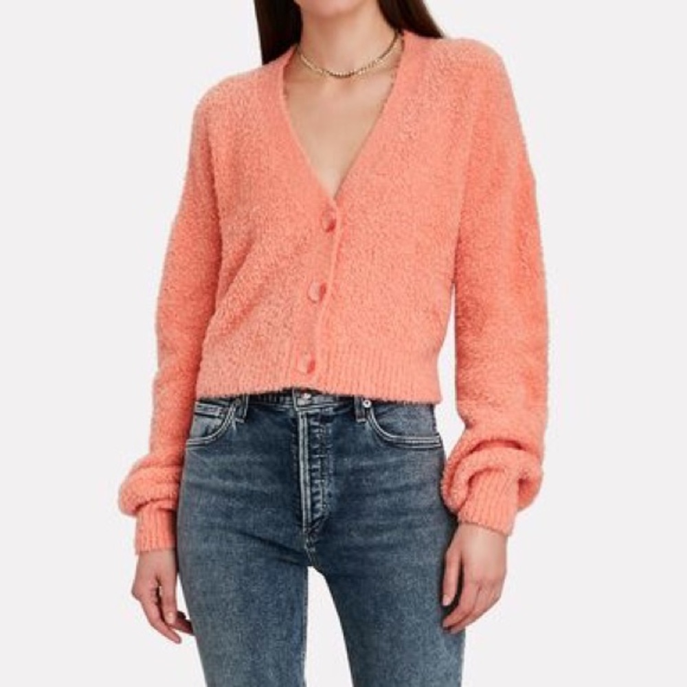 Le Ore Cozy Blouson Sleeve Cardigan coral